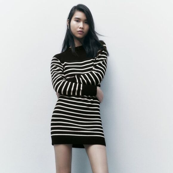 Zara Striped Knit Mini Dress New - Picture 5 of 6